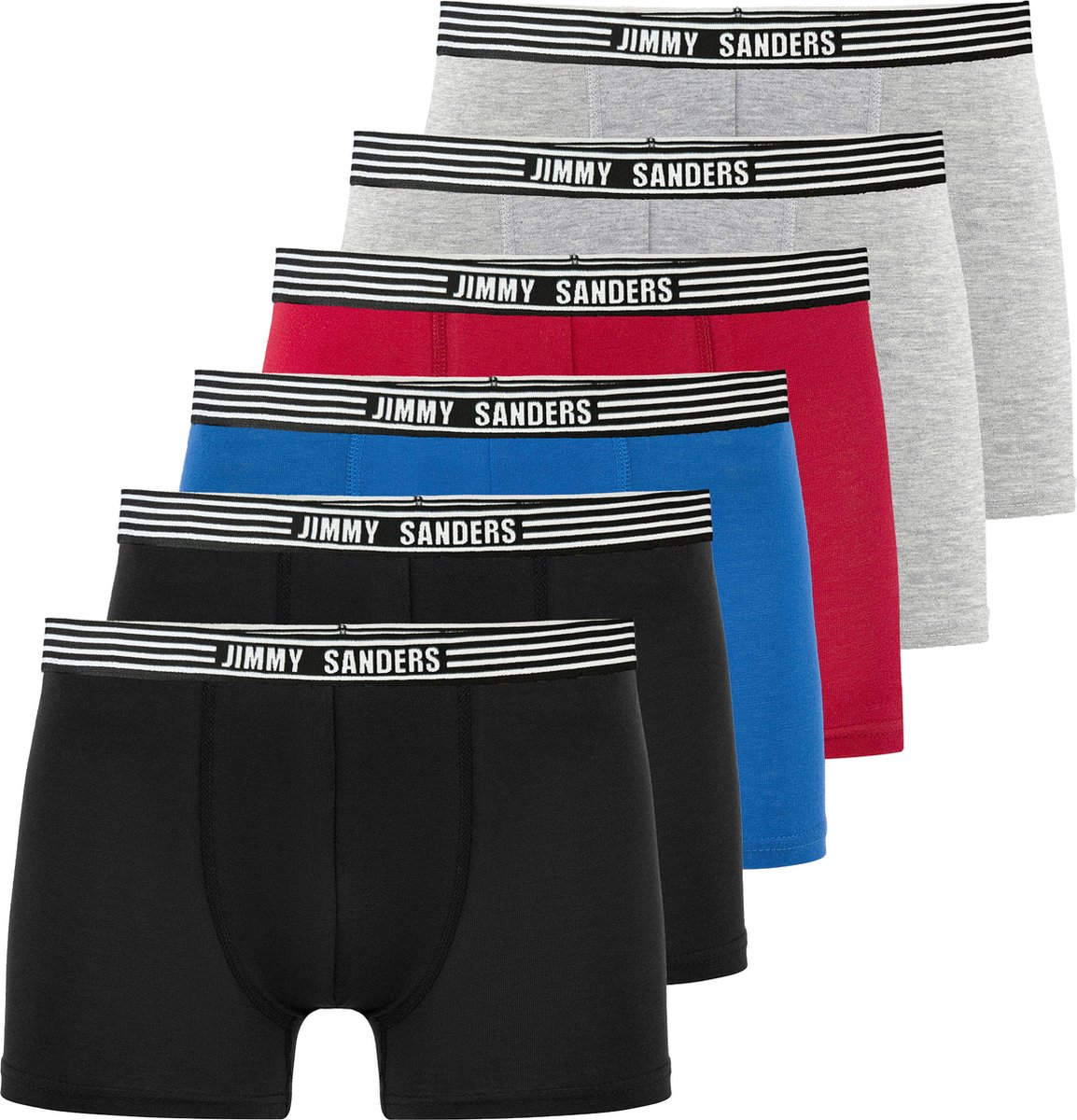 Jimmy Sanders Boxer - Boxershort Multipack 6 Pack - Onderbroek Mannen - Ondergoed - 95% Katoen Heren Grijs-Zwart-Sax - S