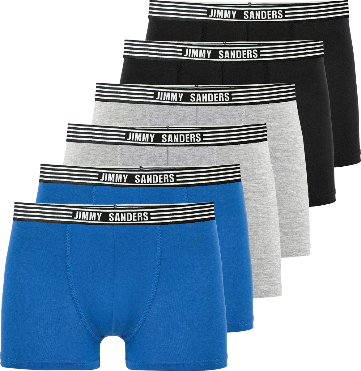 Jimmy Sanders Boxer - Boxershort Multipack 6 Pack - Onderbroek Mannen - Ondergoed - 95% Katoen Heren Zwart-Grijs-Sax - S