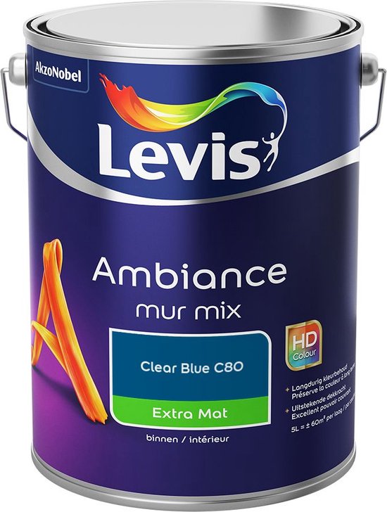 Peinture pour les murs Levis Ambiance - Extra Mat - Blue Clair C80 5 L.