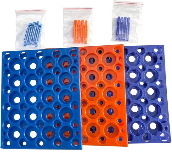 Foto: Laboratorium plastic buis rack houder centrifugebuis rack 3 stks 10ml 15ml 50ml deep blue oranje lichtblauw