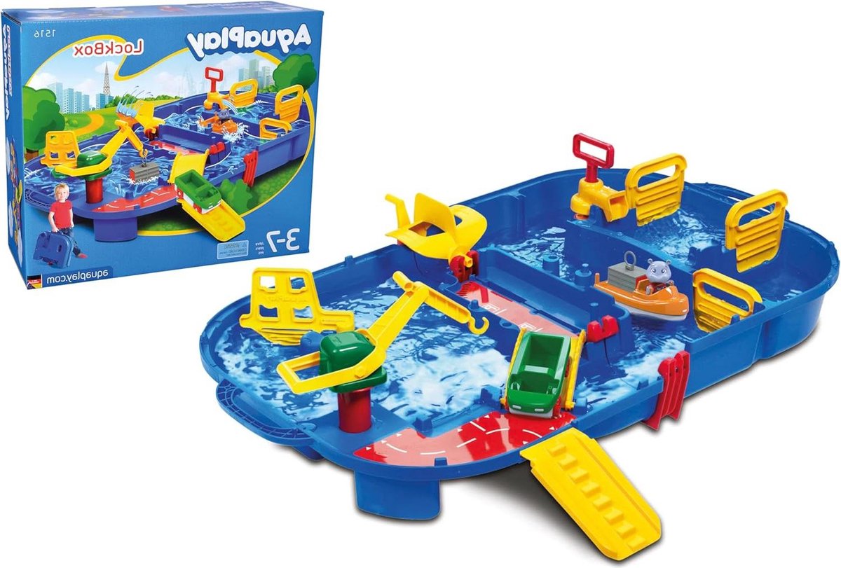 Slotenbox Waterbaan Makkelijk afsluitbaar 25-delig 85 x 65 cm Blauw Vanaf 3 jaar Aquaplay Activiteit Speelgoed watertafel