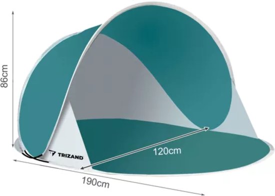 Trizand Pop-Up Strandtent 190x120x86 cm - Lichtgewicht en Ruim van Trizand — afbeelding 5
