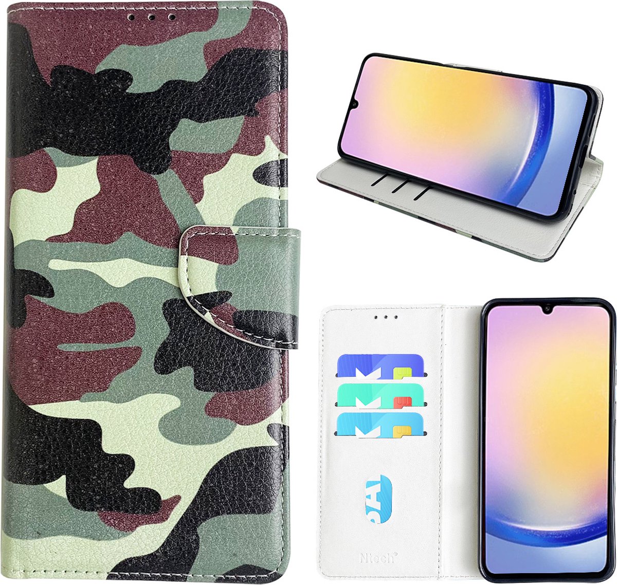 Hoesje geschikt voor Samsung Galaxy A25 Bookcase met camouflage print