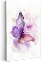 Tableau toile 80x120 cm - Décoration murale chambre enfant Papillon - Violet - Couleurs pastel - Décoration murale murale chambre bébé - Décoration chambre garçon et fille - Accessoires Bébé - Peintures