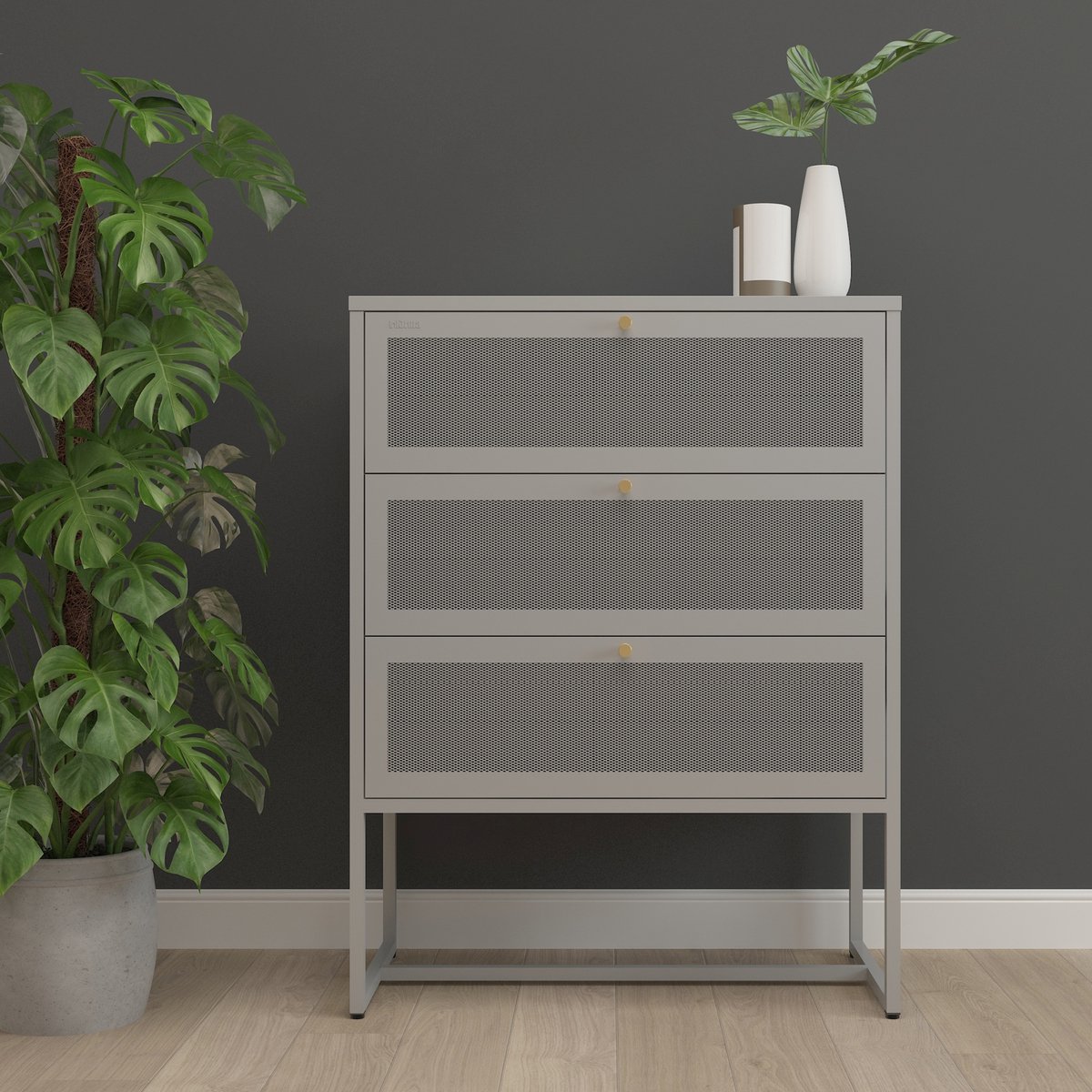 en.casa Commode Sund ladekast staal 105x80x40 cm grijs [en.casa]
