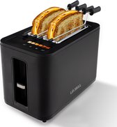 Bol.com Léchell® Broodrooster met tostiklemmen - Toaster - 6 Warmteniveaus - Brede sleuven - Broodrooster - 900W - Zwart - Inste... aanbieding