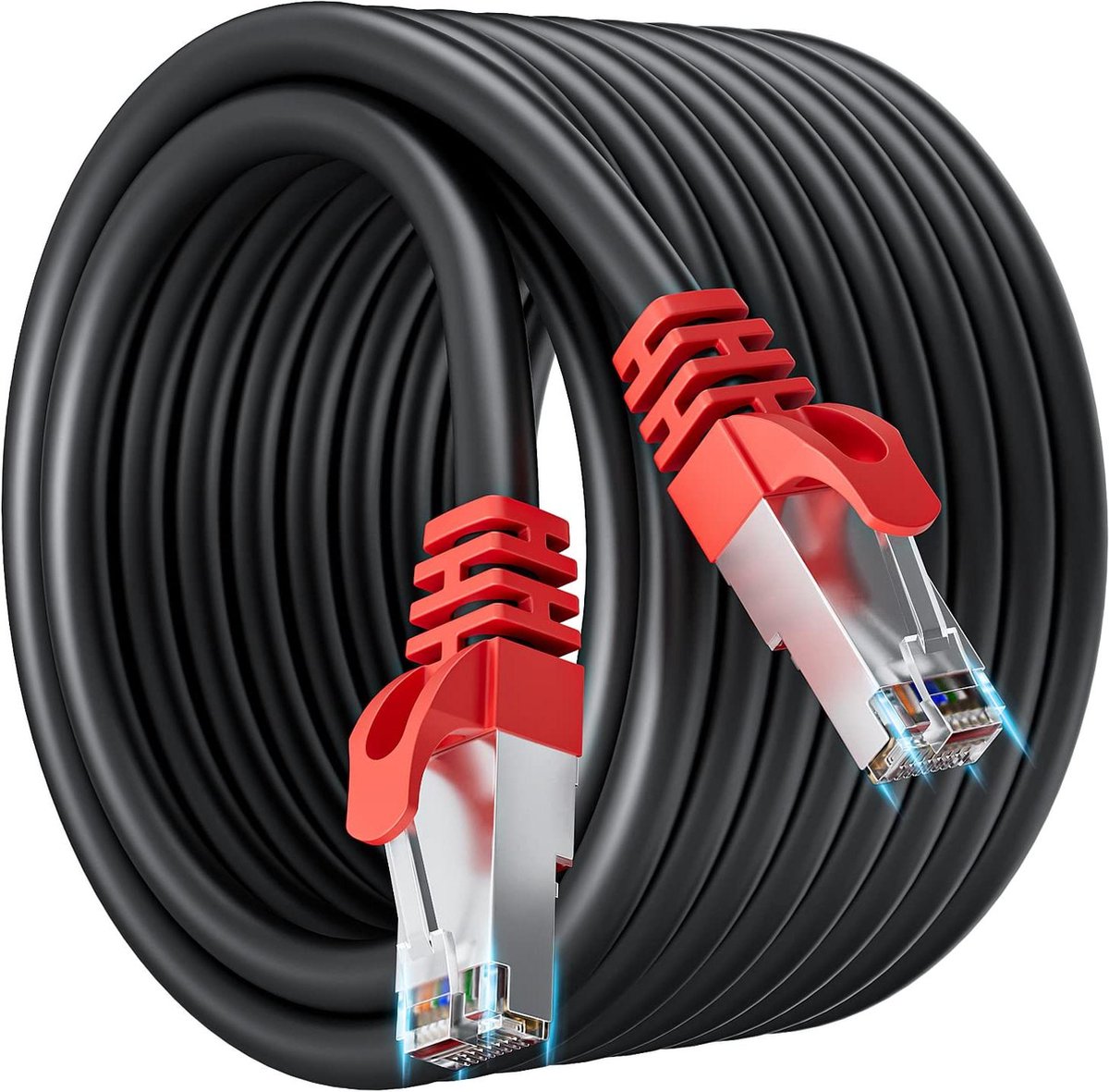 Image of 20 meter Cat 7 Netwerkkabel - Hoge Snelheid 10Gbit/s - Buiten Ethernet LAN-Kabel - SFTP Afgeschermde - 20m Zwart - PS5/4 Xbox Modem Router PC