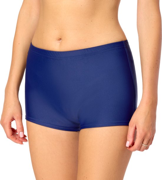 Foto: Bellivalini blv leila dames zwembroek zwemshorts bikinibroekje elastische tailleband polyamide elastaan donkerblauw 3xl