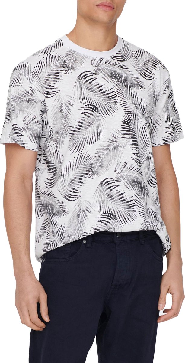 Only & Sons Herren T-Shirt 'Onsperry Life' Mit Blatt-Print – Lässiges Basic Für Den Alltag