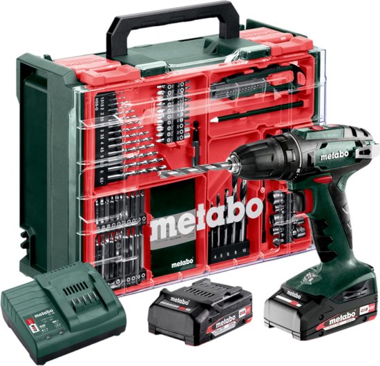 Metabo BS 18 Set 602207710 Accu-schroefboormachine 18 V 2 Ah Li-ion Incl. 2 accu’s, Brushless, Incl. koffer, Incl. lade