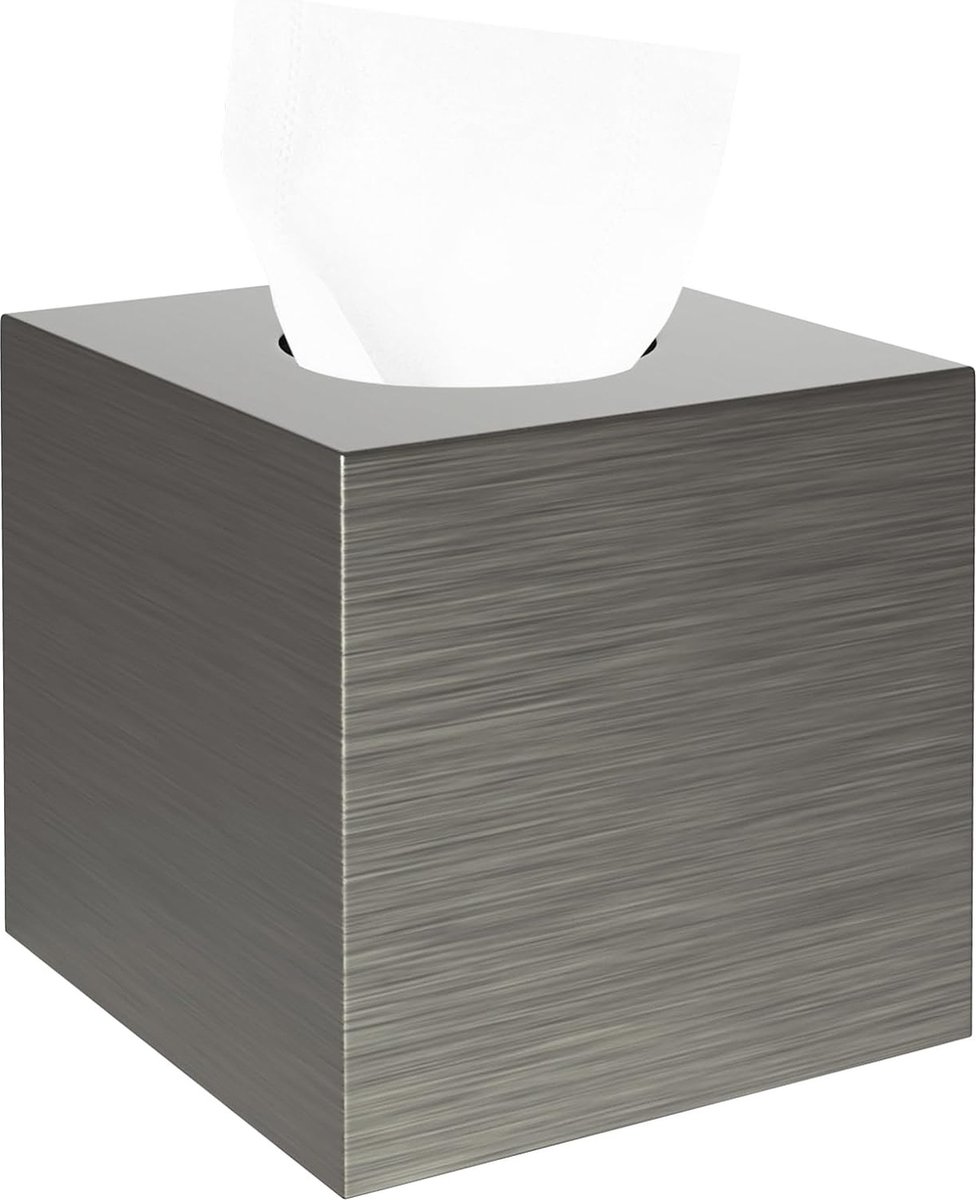 Hars cosmetische tissuedoos, tissuedoos, vierkante rol papier, tissuedoos met uitschuifbare basis voor eetkamer, badkamer, slaapkamer, auto, kantoor - zilvergrijs