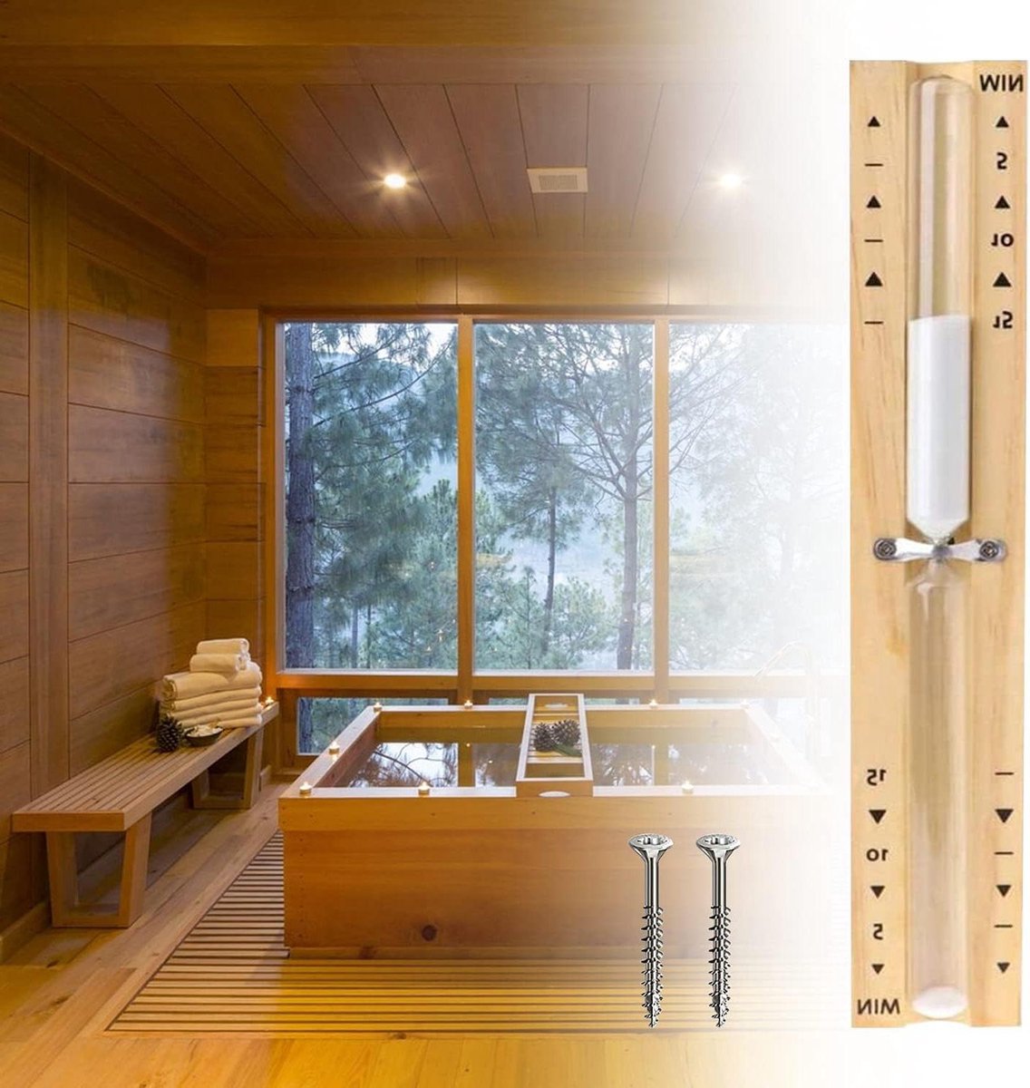 Goedkoopste Hourglass Sauna Timing Accessories Timer - 15 Minutes - Heat Resistant - Wooden Sauna Hourglass Clock - White Sand sauna hourglass