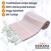 Serviette hammam | Bande | Rose | 100 x 180 cm | Plage | Sauna / Bien-être | Vacances | À la maison