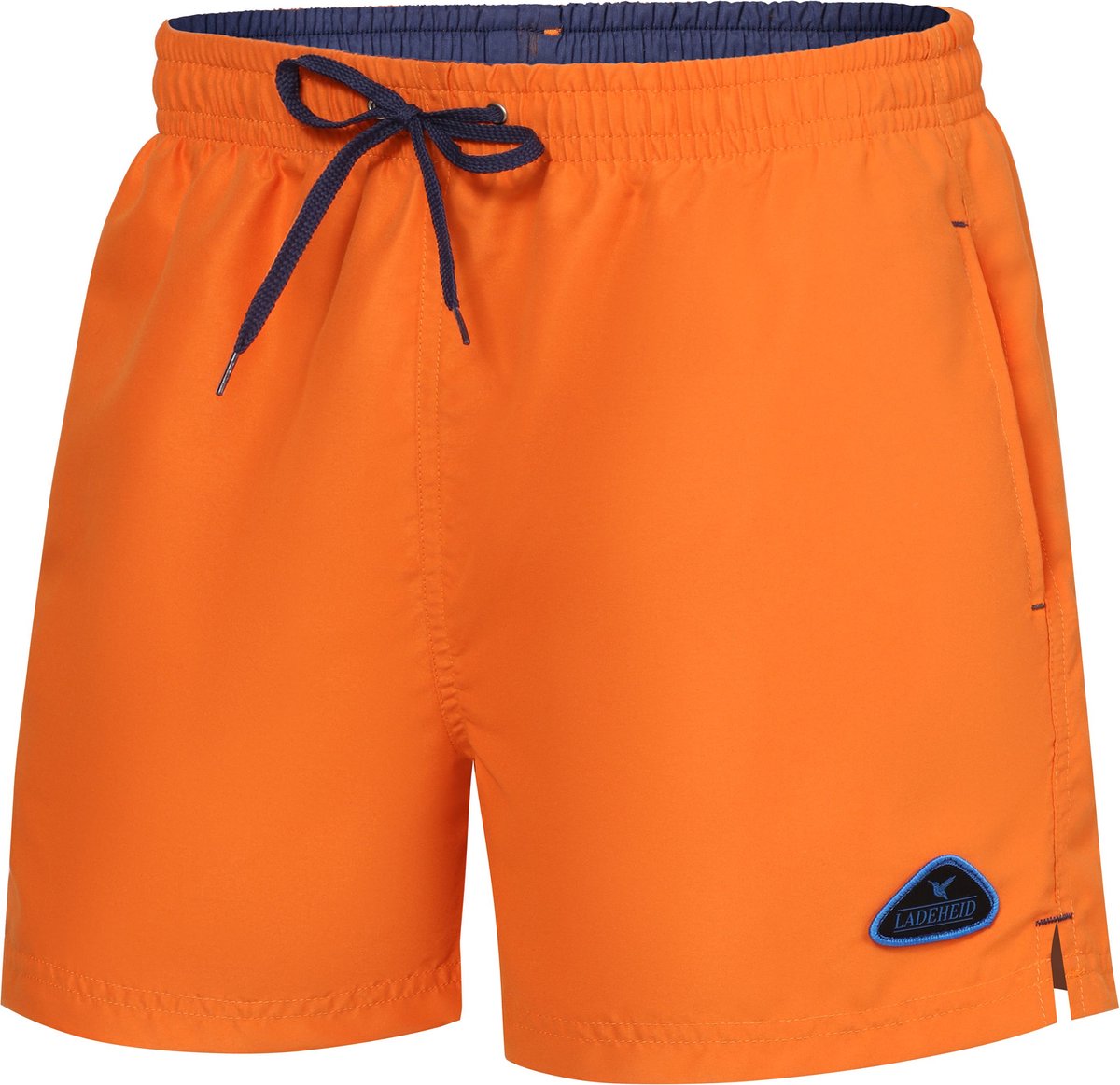 Ladeheid LA - ZA - SWS - Short Heren Zwembroek - Zwemshorts - met zijzakken en achterzak - sneldrogend - met binnenslip van mesh - Koordsluiting - Polyester - Oranje/Kobalt