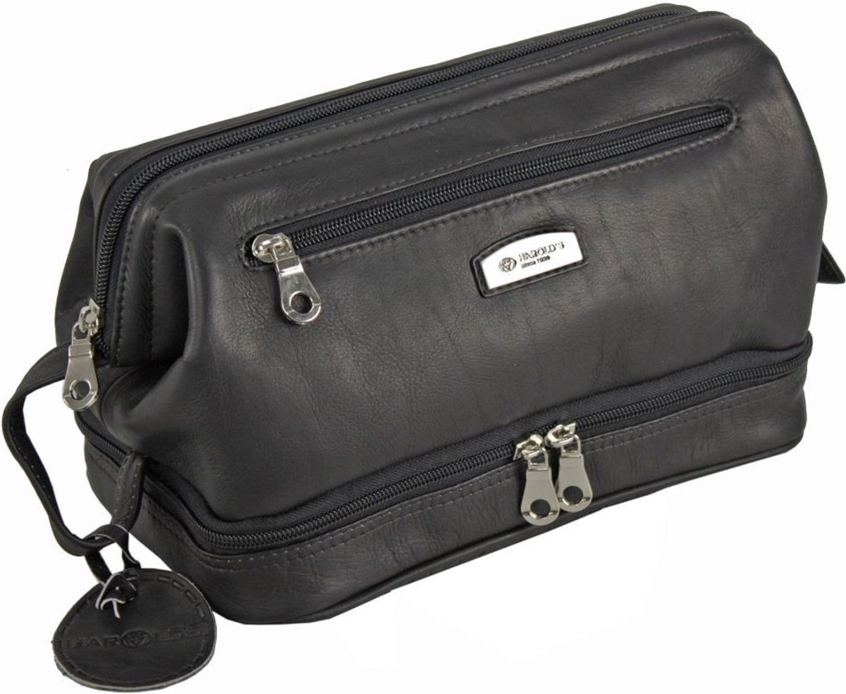 Harold's Country Toilettas Leer 27 cm - 6 L - Ritssluiting - schwarz