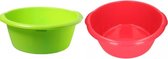 2x Grote afwasteil rood / groen 25 L 50 cm - camping afwasbakken