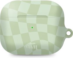 xoxo Wildhearts hoesje geschikt voor AirPods Pro 2 - Pretty Pistache - Matte - Ook als telefoonhoesje verkrijgbaar - schokbestendige case - koptelefoon hoesje - Mat - Beschermhoes met golvende blokjes - Golven - Groen