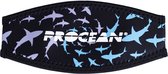 Maskstrap | neopreen slide | Blauwe en grijze haaien