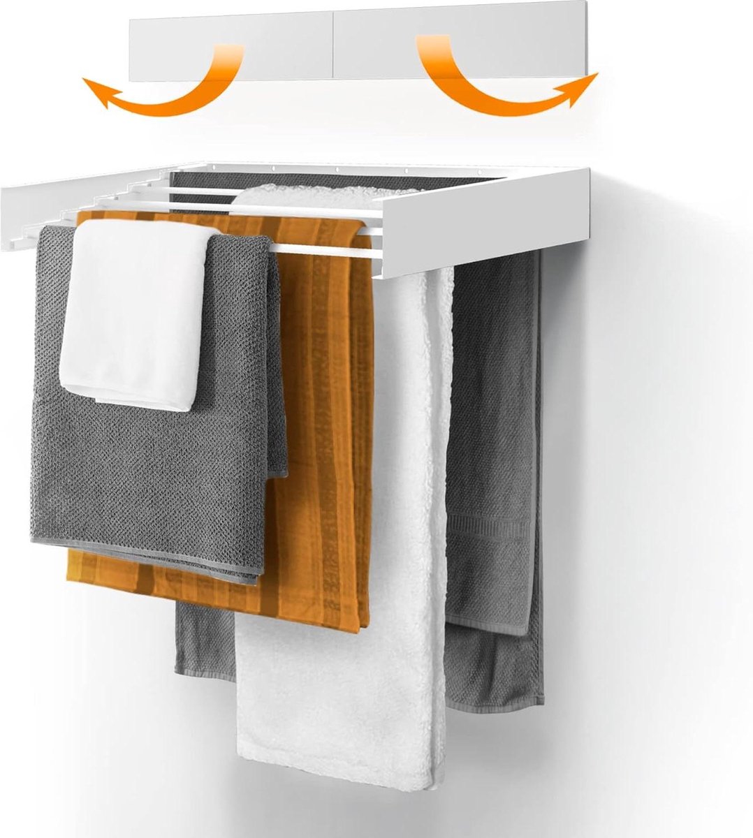 Wanddroogrek intrekbaar inklapbaar binnen buiten ruimtebesparend compact slank design 70 cm wit Wanddroogrek