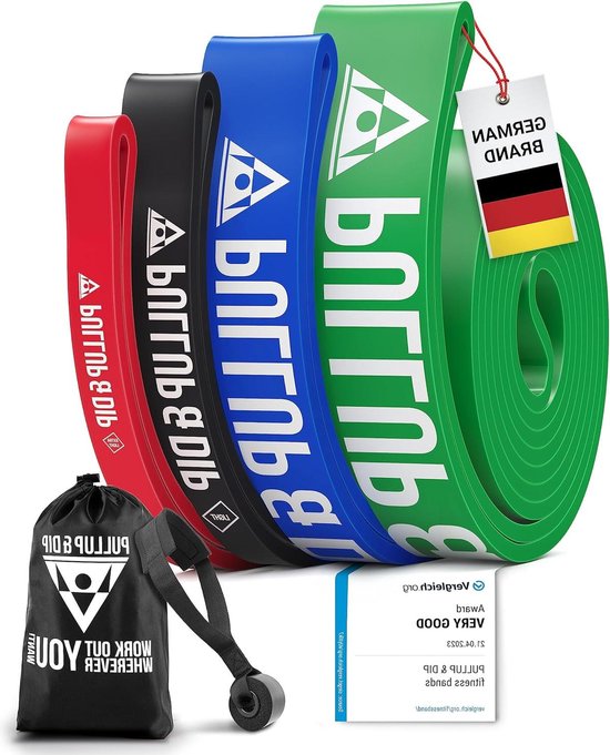 LEEKEY Weerstandsbandset, Pull Up Hulpbanden Rekbare Weerstandsband Mobiliteitsband Powerlifting Banden Voor Weerstandstraining Fysiotherapie Thuistraining Set 4 1450762226
