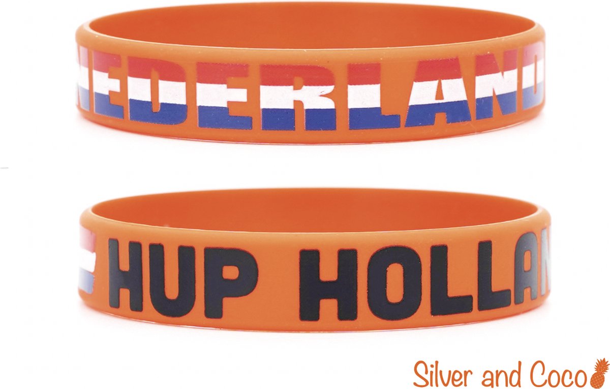 SilverAndCoco® - Hup Holland Hup Oranje Siliconen Armbandjes | Nederlands Elftal Armbandje Versiering Bandje | WK Voetbal EK 2026 Silicone Decoratie Nederland | Kinderen en Volwassenen | Olympische Spelen Nederlandse Vlag Polsbandjes - 2 stuks