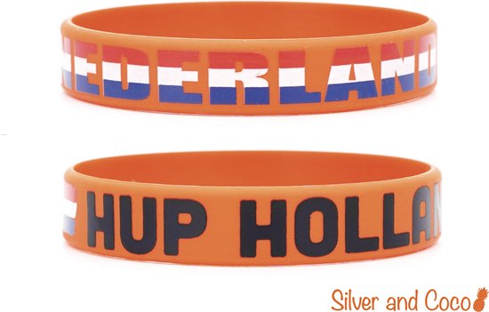 Foto: Silverandcoco hup holland hup oranje siliconen armbandjes nederlands elftal armbandje versiering bandje wk voetbal ek silicone sieraad decoratie nederland kinderen en volwassenen olympische spelen nederlandse vlag polsbandjes 2 stuks