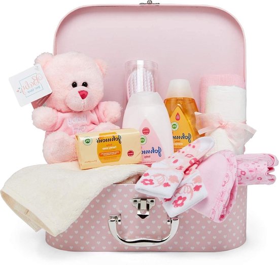 Boîte cadeau pour bébé garçon et fille avec couvercle, parfaite pour fête prénatale, souvenir, cadeau de naissance (rose bébé