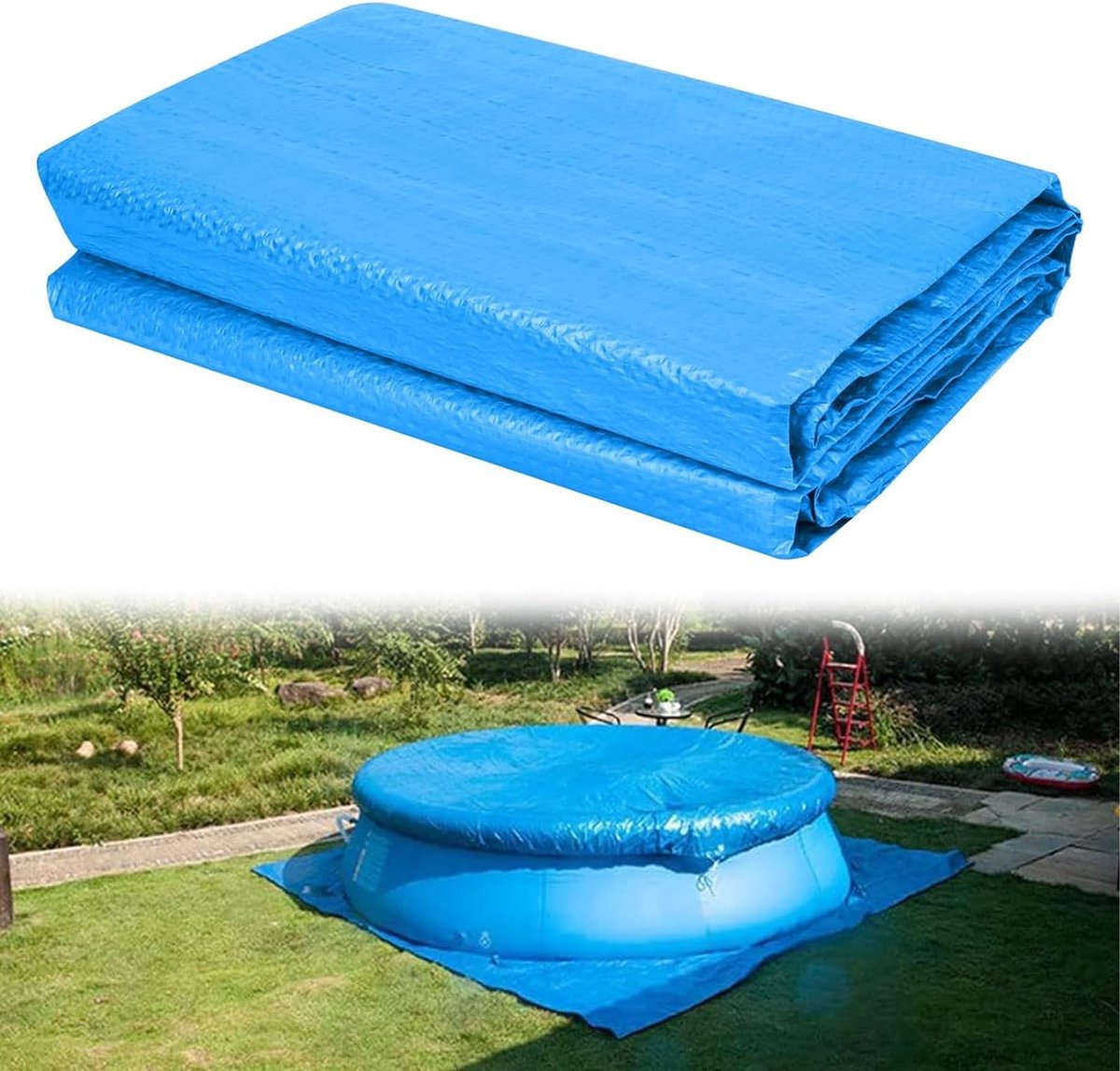 Zwembadonderlegger, zwembadgrondzeil, 396 x 396 cm, zwembadvloerbeschermingsmat, opvouwbare zwembadvloerbescherming, zwembadaccessoires, voor zwembad-onderlegger, outdoor