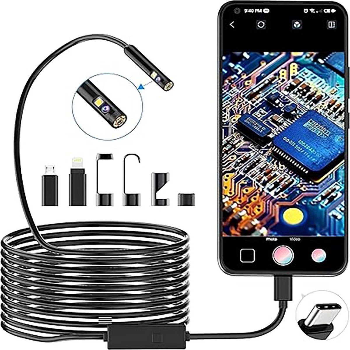 Merklooss USB Endoscoop iphone – Draadloze Inspectiecamera HD – WiFi endoscoop inspectie camera – Zwart 5M