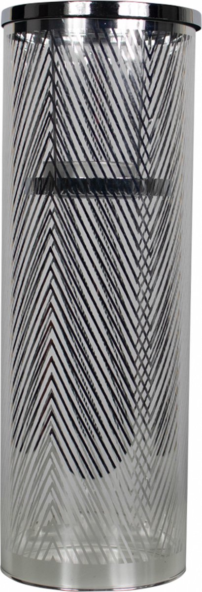 Mars & More *windlicht cilinder zilver visgraat breed large 35cm*