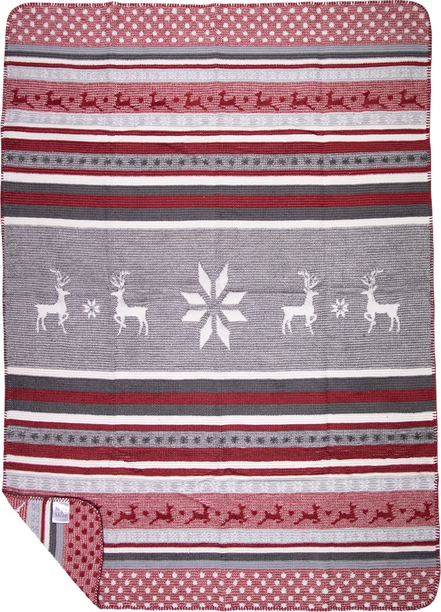 plaid herten rood grijs 130x180cm