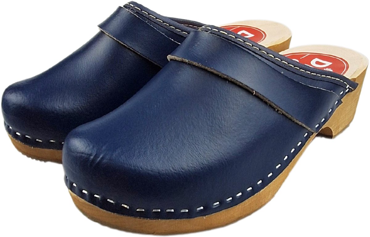 Dina Zweedse klompen - Tuinklompen - Thuisklompen - Unisex klompen - Blauw echt leder - maat 42