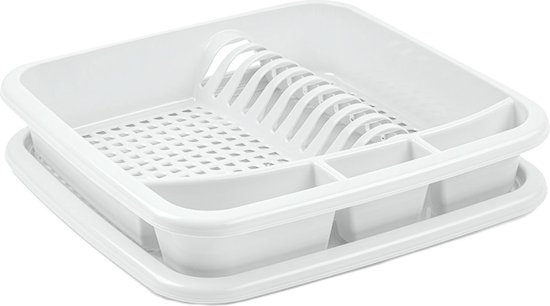 Plasticforte Égouttoir à vaisselle avec bac collecteur - blanc ivoire - plastique - 39 x 39 x 7,5 cm