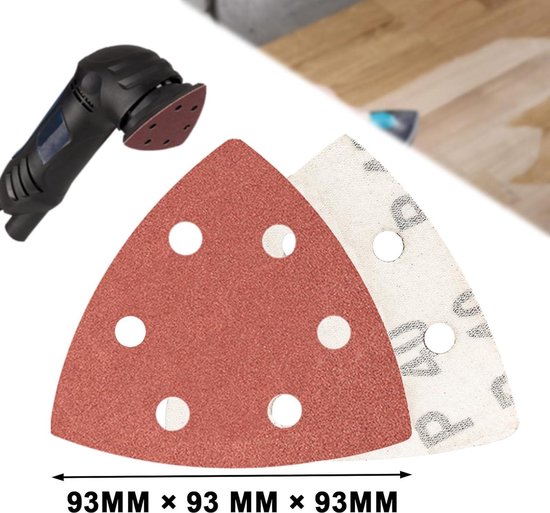 Papier Abrasif Grain 80 100x Triangles De Ponçage Delta - 93x93mm - Grain 80 - Pour Ponceuse Delta - Auto-Adhésif Feuilles Abrasives 93mm