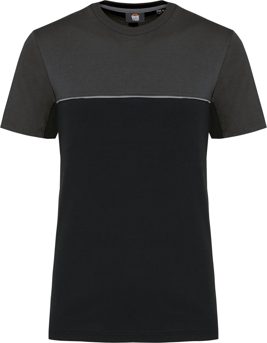 WK. Designed To Work Ecologisch tweekleurig uniseks T-shirt met korte mouwen WK304 - Black / Dark Grey - S