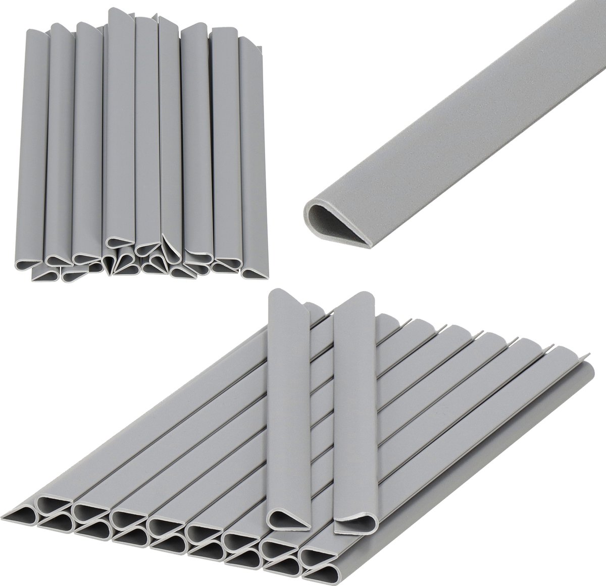Springos Bevestigings Clips - Vlechtband - Schutting - Set van 20 - Kunststof - Grijs