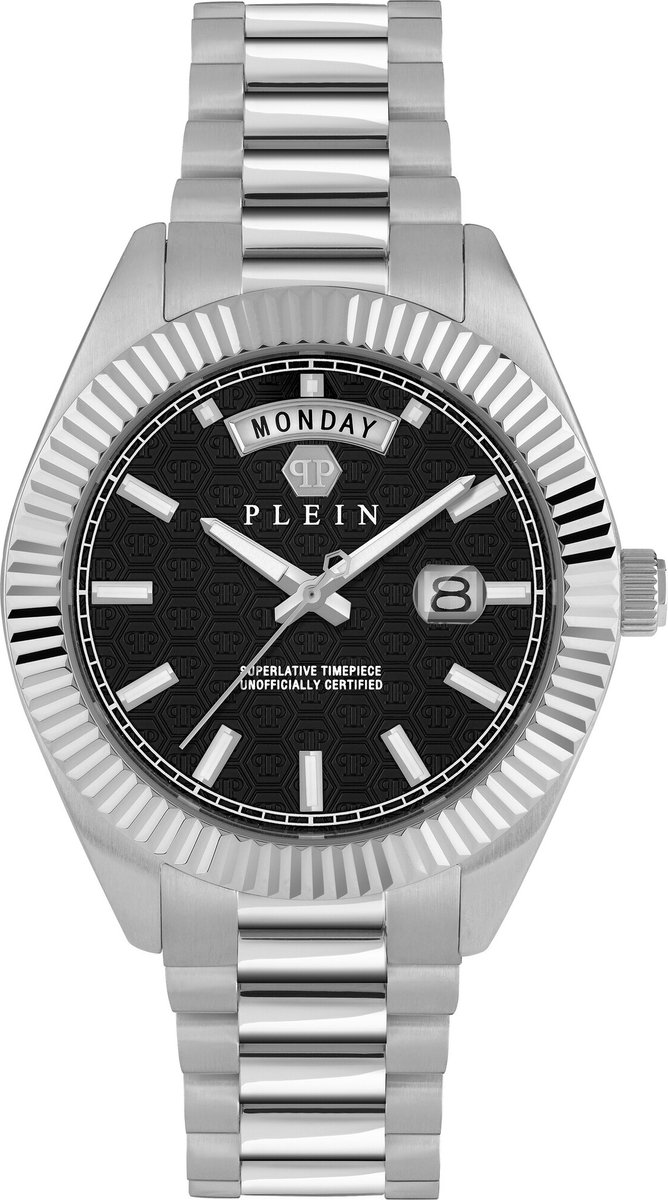 Philipp Plein Date Superlative Gent PWPNA0824 Horloge - Staal - Zilverkleurig - Ø 42 mm