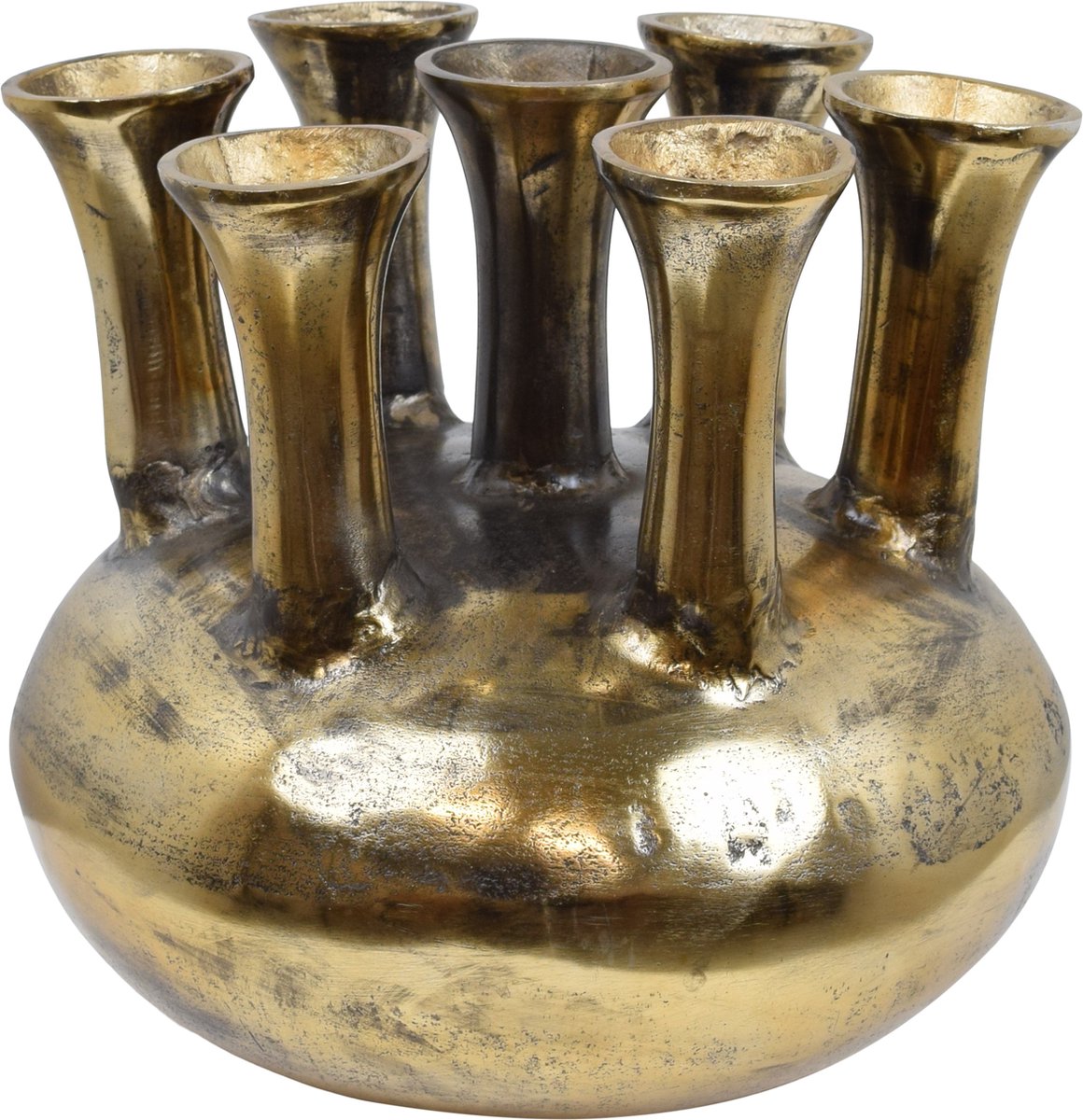 LOFT42 Jenna Tulpenvaas XL - 7 Toeters - Antique Goud - Aluminium