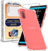 ebestStar - Hoes voor Sony Xperia 10 III, Silicone Slim Cover Case, Versterkte Hoeken en Randen hoesje, Transparant + Gehard Glas
