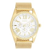 OOZOO Timepieces - Goudkleurige horloge met goudkleurige metalen mesh armband - C9642