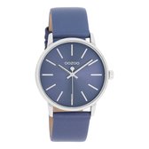 OOZOO Timepieces - Blauwe horloge met marine blauw leren band - C11064
