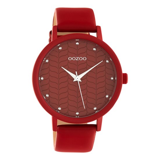 OOZOO Timepieces - Samba rode horloge met samba rode leren band - C10656