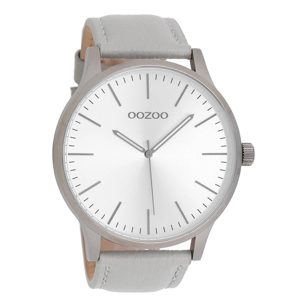 OOZOO Timepieces - Titanium horloge met grijze leren band - C8536