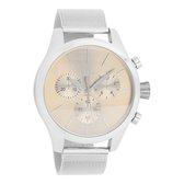 OOZOO Timepieces - Zilverkleurige horloge met zilverkleurige metalen mesh armband - C9096