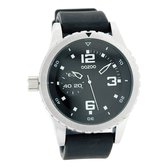 OOZOO Timepieces - Zilverkleurige horloge met zwarte rubber band - C3679