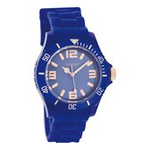 OOZOO Timepieces - Donker blauwe horloge met donker blauwe rubber band - JR253