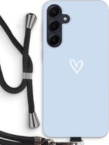 Case Company® - Hoesje met koord geschikt voor Samsung Galaxy A55 hoesje met Koord - Klein Hart Blauw - Telefoonhoesje met Zwart Koord - Bescherming aan alle Kanten en Over de Schermrand