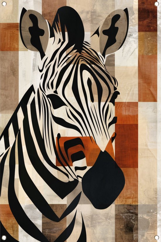 Zebra tuinposter - Dieren poster - Tuinposter Patroon - Muurdecoratie buiten - Tuin poster - Tuin decoratie voor buiten tuinposter 60x90 cm