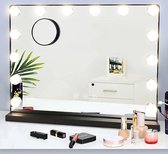 Hollywood spiegel met verlichting voor make-uptafel - 14 dimbare ledlampen - 3 kleurtemperatuur - 50 x 40 cm