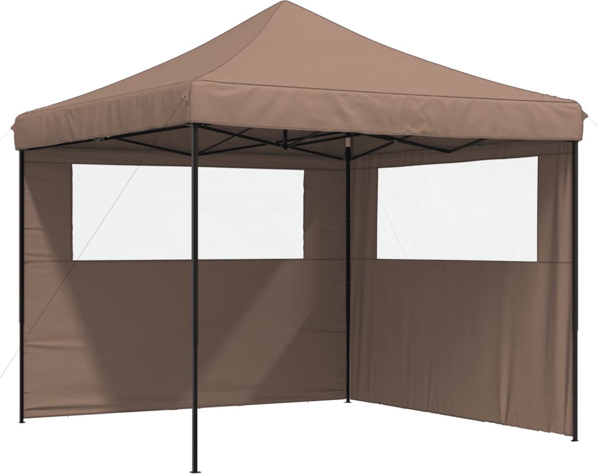 VidaXL Partytent inklapbaar pop-up met 2 zijwanden bruin